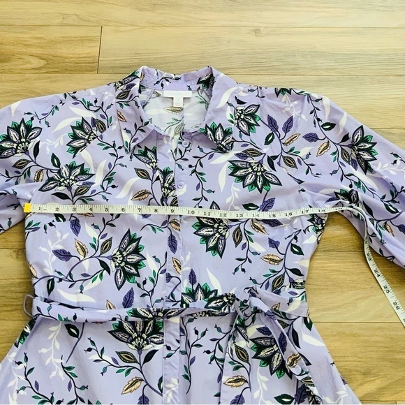 CHARTER CLUB Lavender Fields Floral Long Sleeve Belted Button Down Shirt Dress - Picture 5 of 8